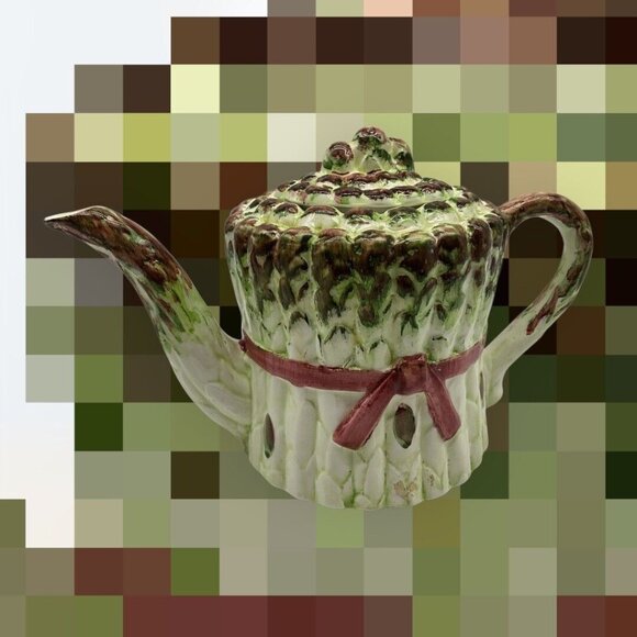 Ceramic Asparagus Vintage Teapot w/ Lid by Seymour Mann Hand Painted Collectible - Picture 2 of 16